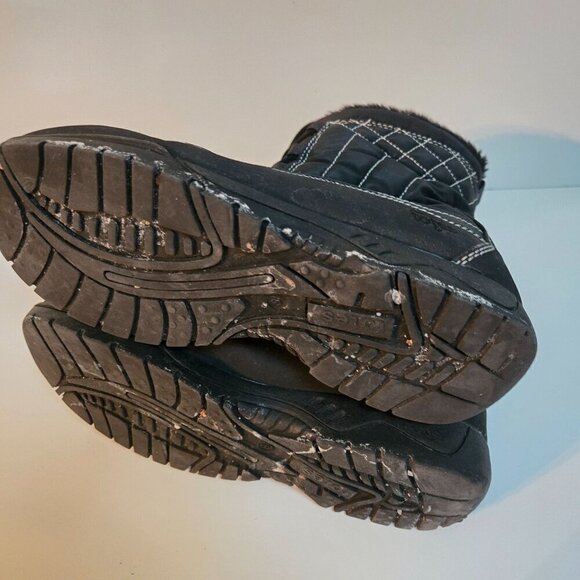 Totes Eve Winter Snow Boot Black Quilted Faux Fur Trim Size 8 - Picture 5 of 7